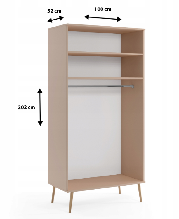 Szafa ROSE 202 cm wysokości, 100 cm szerokości, 52 cm głębokości